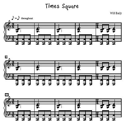 Times Square Sheet Music and Sound Files for Piano Students